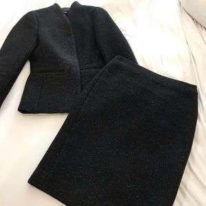 J crew size 0 suit in sparkle tweed gold / black